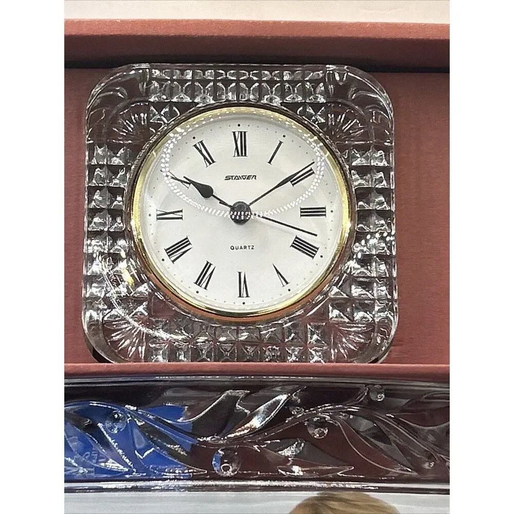 Cristal d' Arques Crystal Petals 24% crystal Photo Frame & Clock Md France C5
